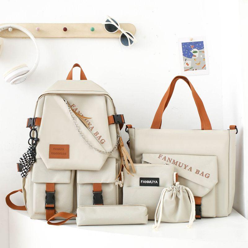 Набор из 5 предметов рюкзак сумка через плечо сумка-кроссбоди пенал набор Ackpack с сумкой-тоут и кошельком большая вместимость легкий и дышащий для улицы K 1 set 2940₽