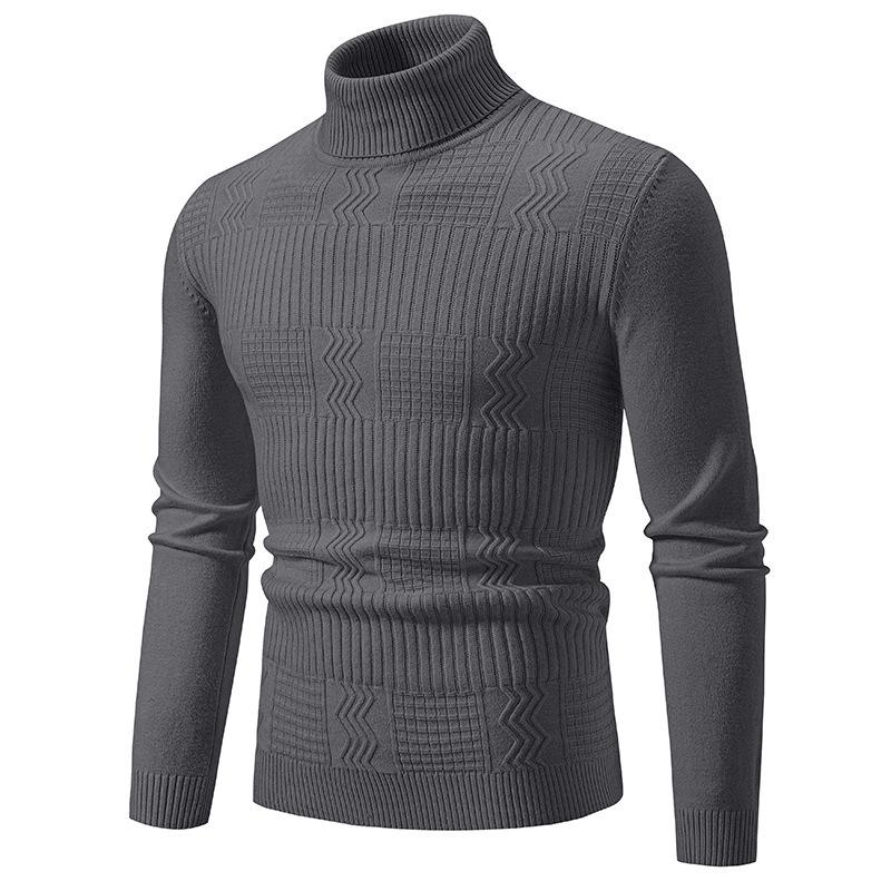 Herentrui met Hoge Hals, Casual Gebreide Pullover - Modecollectie Herfst/Winter 2025, Grote Maten Breigoed