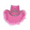 Krone Cowboyhut Breiter Rand Cowgirlhut Feder Party Kopfschmuck Fransenhut