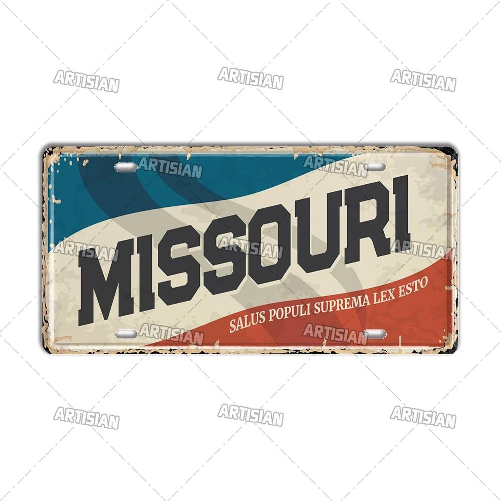 Artisian USA Car Plate Landmark Tin Sign US City State Metal Plaque Wall Decor Garage Bar Pub Club Hotel Cafe Kitchen Home