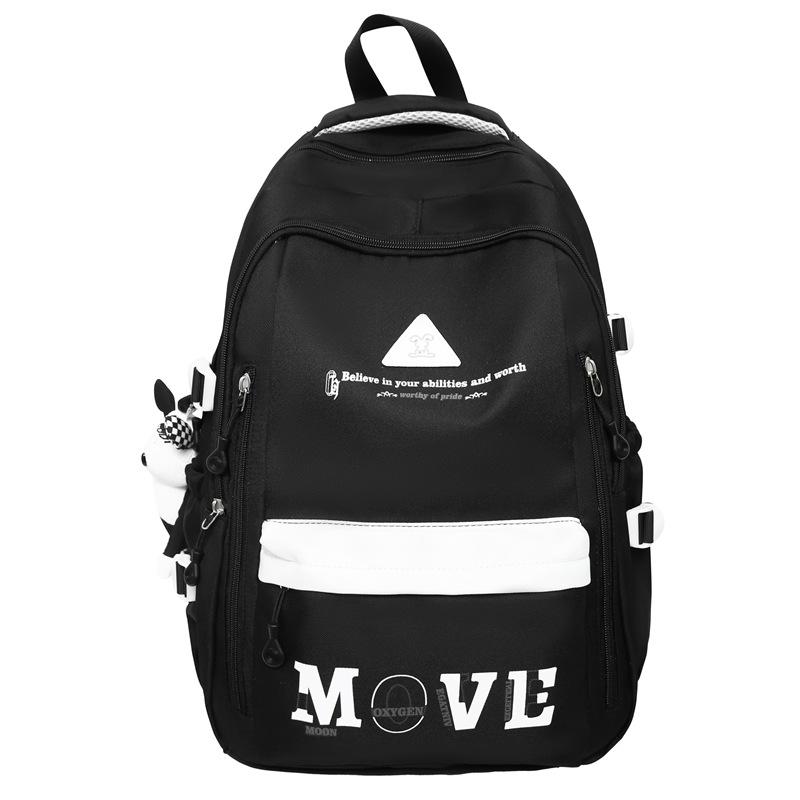 

Color Block Schoolbag Women s Letter Print Backpack Student Large Capacity Backpack чёрный