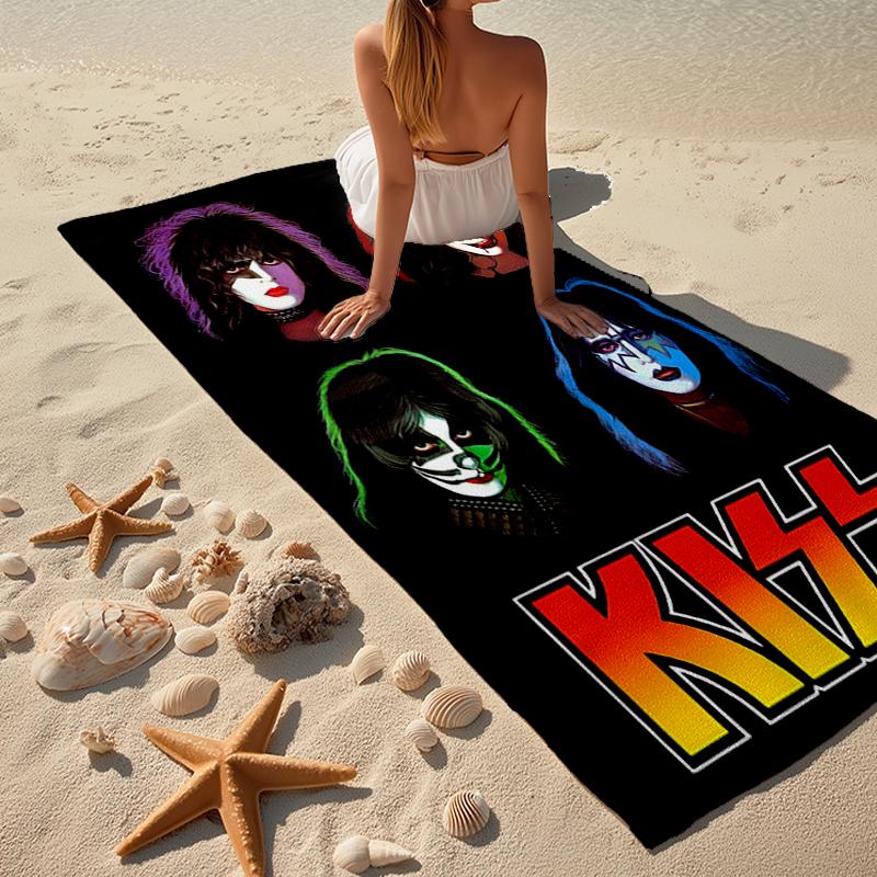 Kiss-Inspired Fashion Beach Towel: Ideal for Summer Adventures Soft, absorbent and quick drying suitable for swimming and bathing