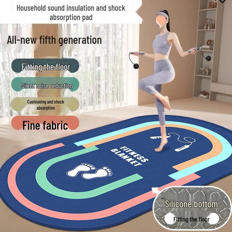 Shock Absorption Yoga & Jump Rope Mat - Thick, Wide, Non-Slip, Soundproof for Home Fitness