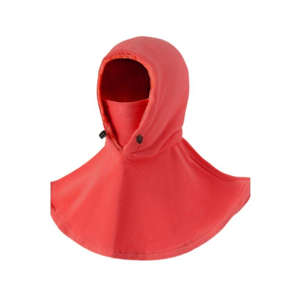 Drawstring Fleece Balaclava Hat Solid Color Pullover Cap Casual Masks Hood Beanies  Cycling