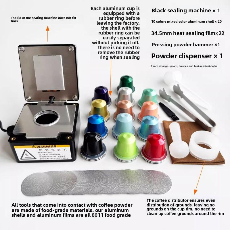 Macchina Sigillatrice Elettrica per Capsule di Caffè Portatile Sigillatrice per Capsule in Foglio di Alluminio Con Gusci e Fogli per Capsule
