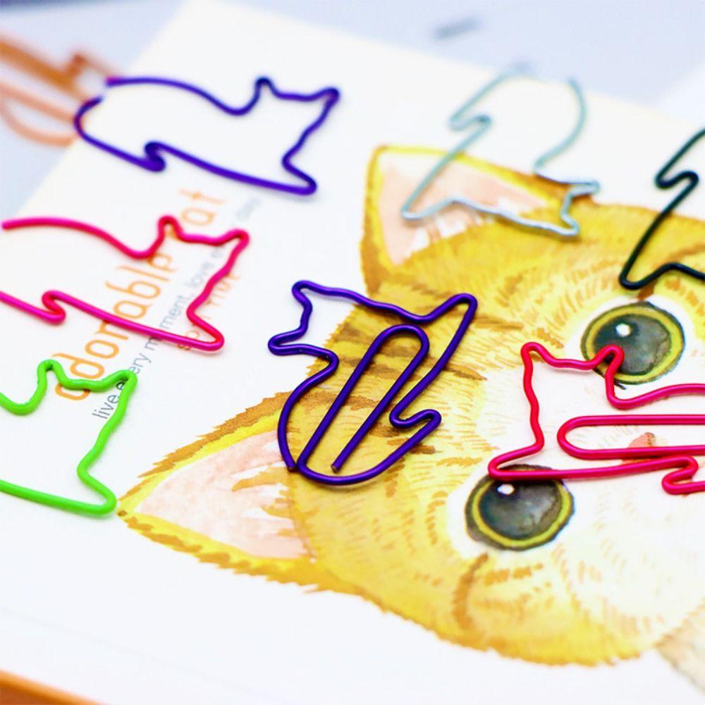 20/30PCS Animal Bookmark Metal Paper Clamps Paper Decorative Cat Shaped Paper Clips  Office/School
