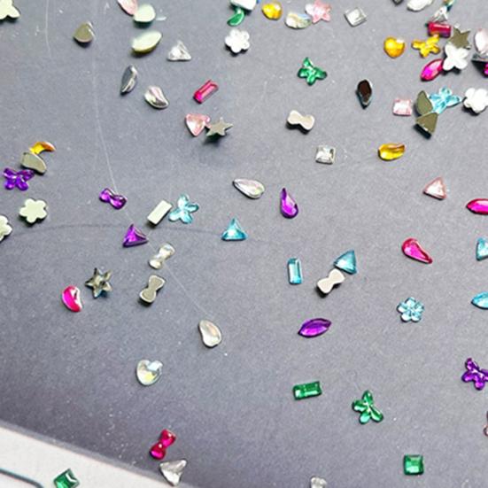 1000Pcs/Set Nail Art Rhinestone Acrylic Assorted Mini Star Love Heart Waterdrop Flower Geometric Shape Charm DIY Nail Decoration Accessories