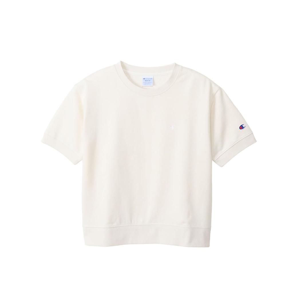 Champion Basic Short Sleeve Crew Cotton USA Embroidered Logo Women's Sweatshirt, CW-Z008-020-L, Neck, Fleece, Logo, One-Point