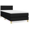 3140755 vidaXL Lit à sommier tapissier avec matelas Noir 100x200 cm Tissu