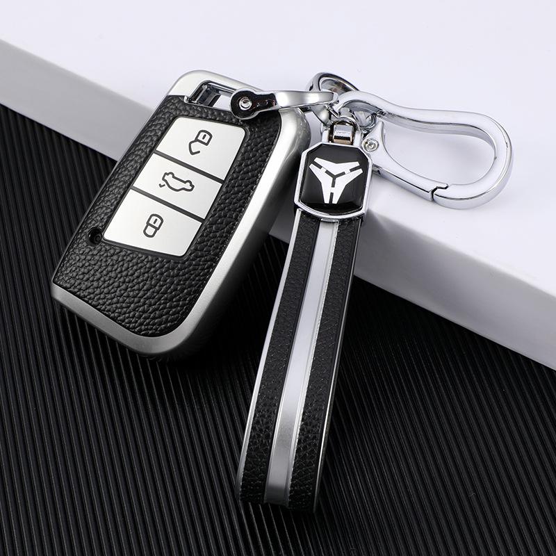 Women's Leather Pattern Car Key Case for 2023 Volkswagen Magotan, Passat, CC Weilan B8