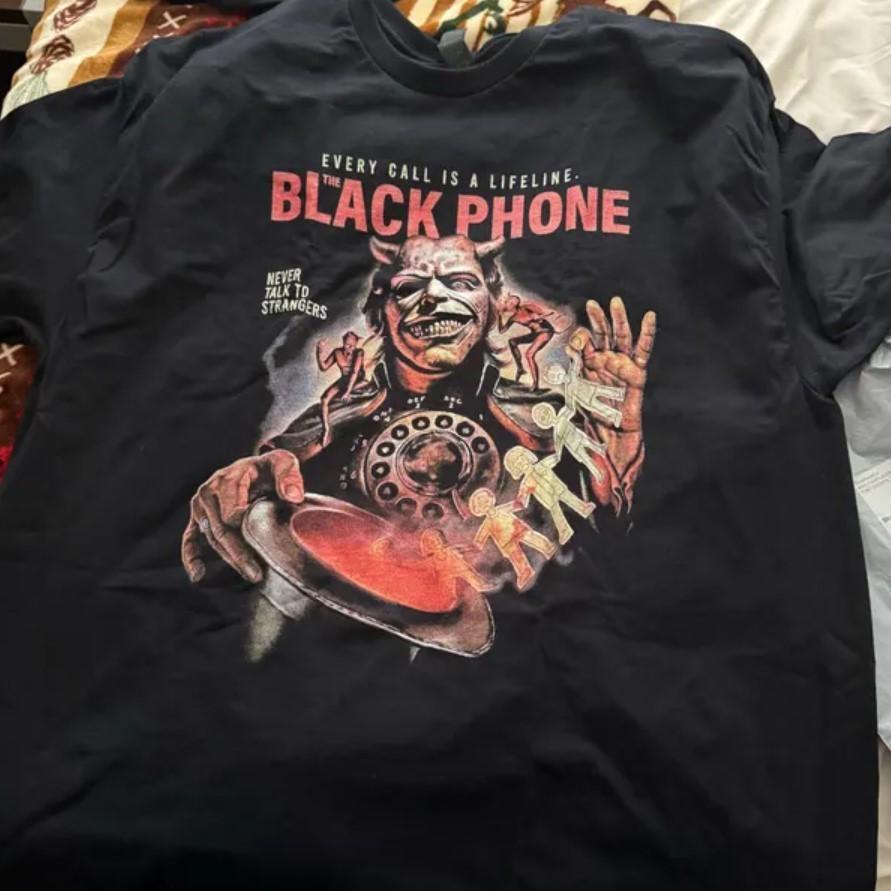 Черная футболка с принтом из фильма  Телефон  - Футболка для фанатов фильмов ужасов, Ретро футболка с принтом из фильма, Винтажная футболка с принтом из фильма, Унисекс футболка S