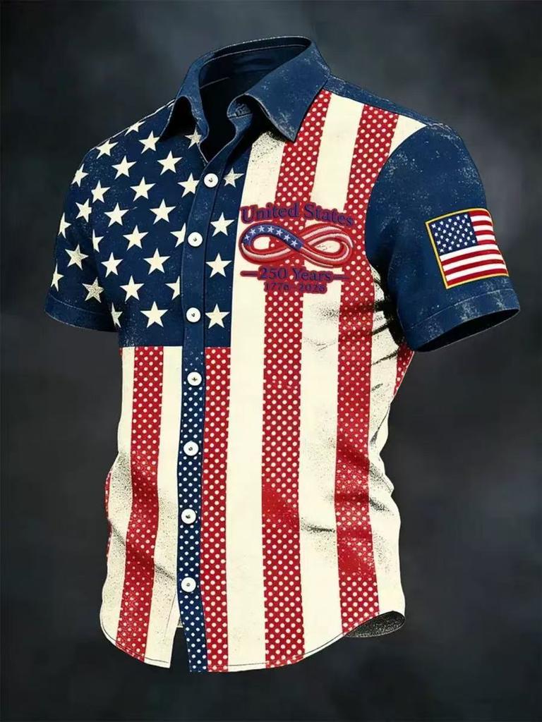 2026 New Men's American Flag 3D Printed Polo Shirt Summer Casual Short Sleeve Lapel Trend Sports