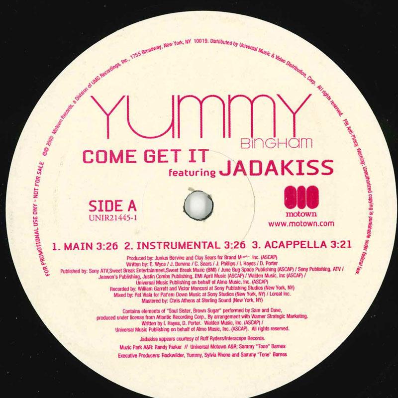 12inch Record ELIZABETH "YUMMY" BINGHAM - Come Get It UNIR214451 Motown 2005 US Rap & Hip-Hop/R&B Used