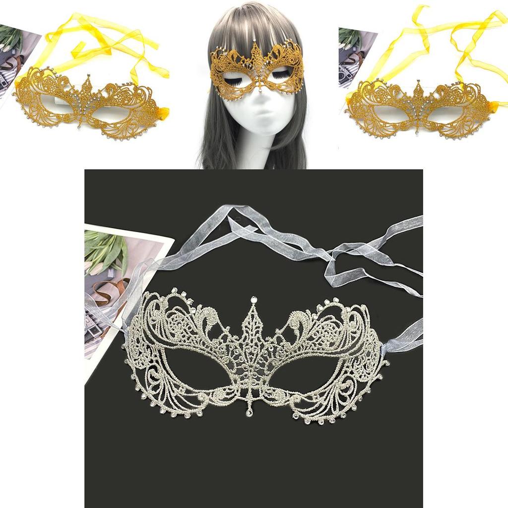 Adult Lace Face Mask With Sparkling Embellishments For Costume Parties Or Halloween