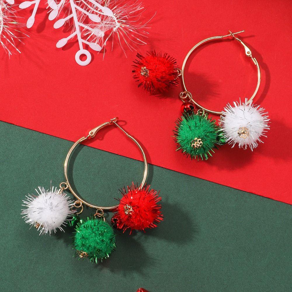 Decorated Christmas Elf Pendant Christmas Balls Santa Hat Dangle Earrings  Accessories