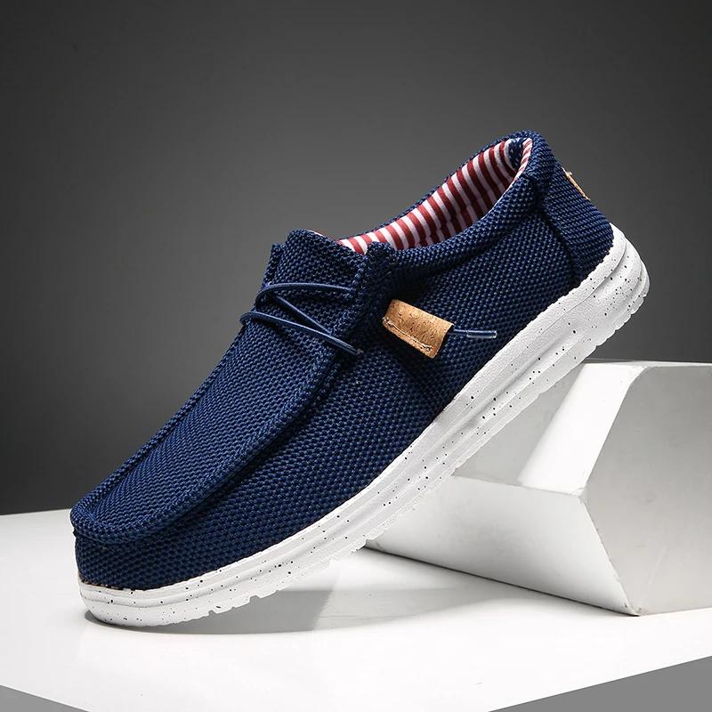 Men Casual Shoes Slip on Canvas Loafers Comfortable Walking Flats for Man Non Slip Soft Moccasins Sneakers Summer