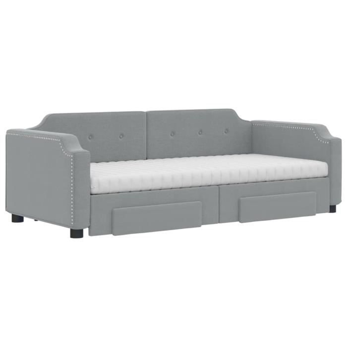 VidaXL Daybed with Trundle and Drawers Light Grey 80x200 Cm Fabric 3197683