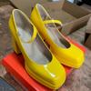 Mode Blockabsatz Pumps Schuhe Frau Plateau Rot Weiß Schwarz Damen Mary Jane Party Büro Hochzeitsschuhe Große Größe 45