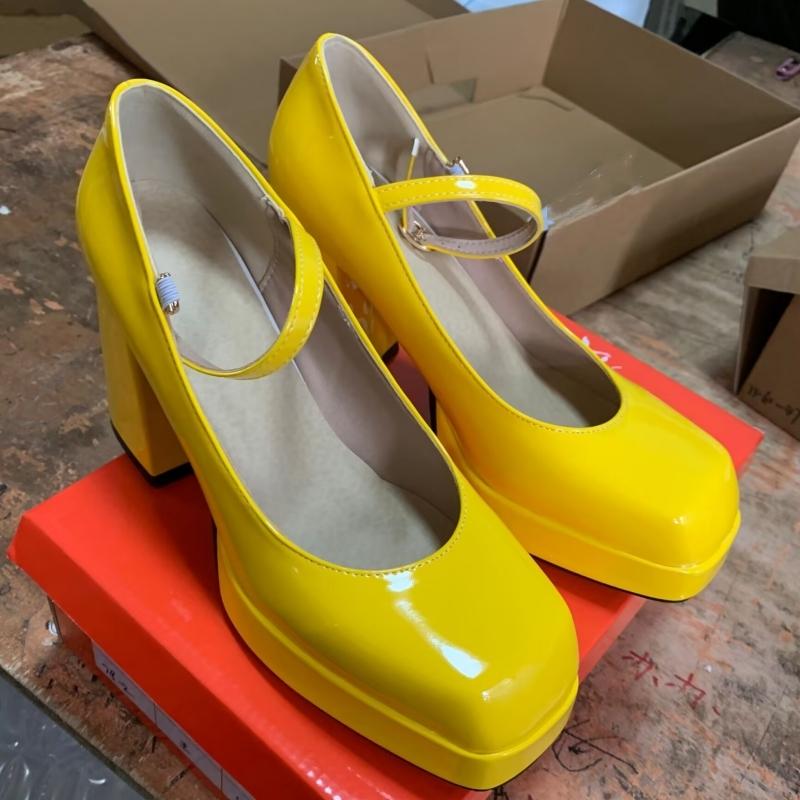 Mode Blockabsatz Pumps Schuhe Frau Plateau Rot Weiß Schwarz Damen Mary Jane Party Büro Hochzeitsschuhe Große Größe 45