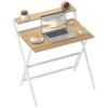 81.5 Cm Folding Computer Desk with Monitor Shelf - Natural Wood Finish