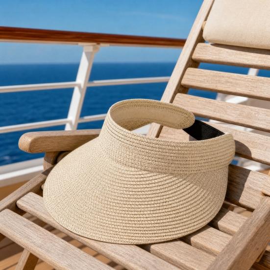 Summer Foldable Sun Hat, Adjustable Elastic Buckle Braided Straw Hat, Portable Foldable Beach Travel Hat for Women