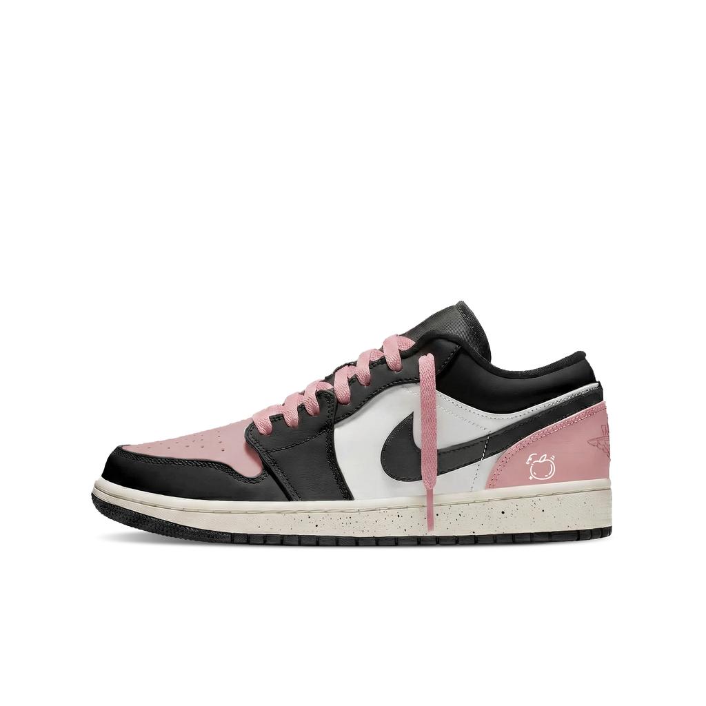 Jordan Air Jordan 1 Nízké Skateboardové Boty Odolné proti Oděru Unisex Černá Bílá Růžová 553560-081(Tým577-)