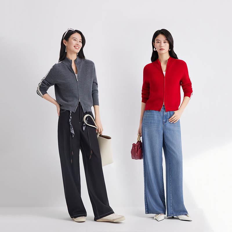 JESSIE Women s Slim-fit Stand-collar Knit Cardigan XL