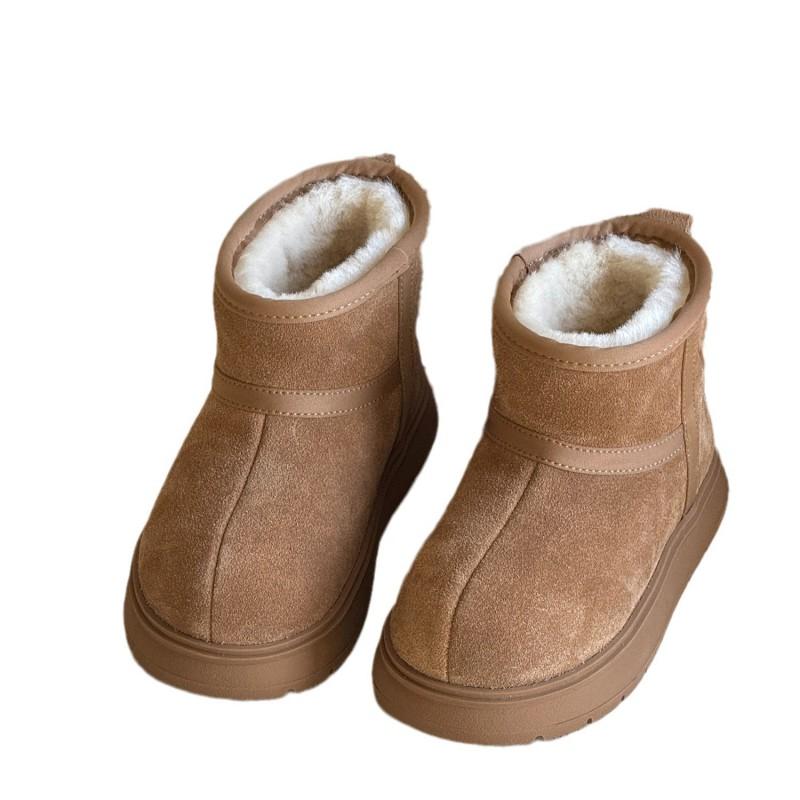 Kids Winter Snow Boots Girls Boys Warm Faux Suede Ankle With Thick Insulation Non-Slip Sole