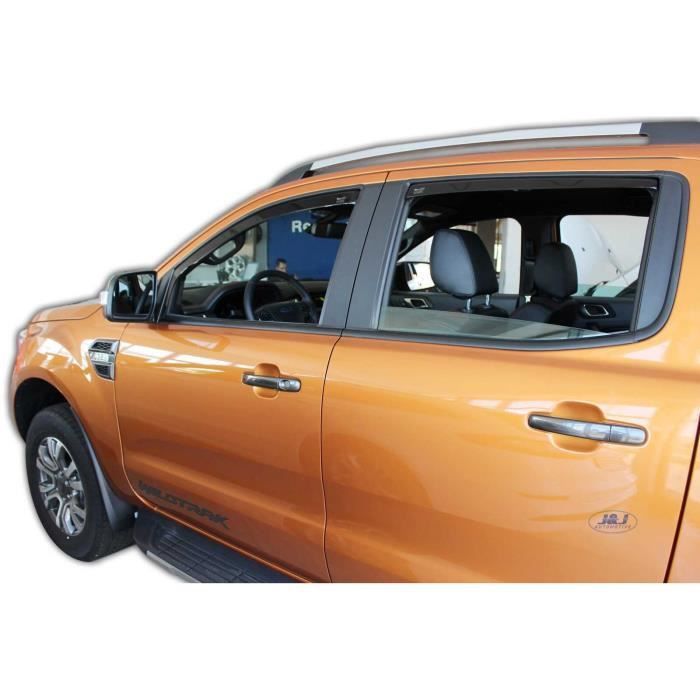Déflecteurs d'air - J&amp;J AUTOMOTIVE - Heko - Fumé - Installation facile - Pour Ford Ranger 2012-2023