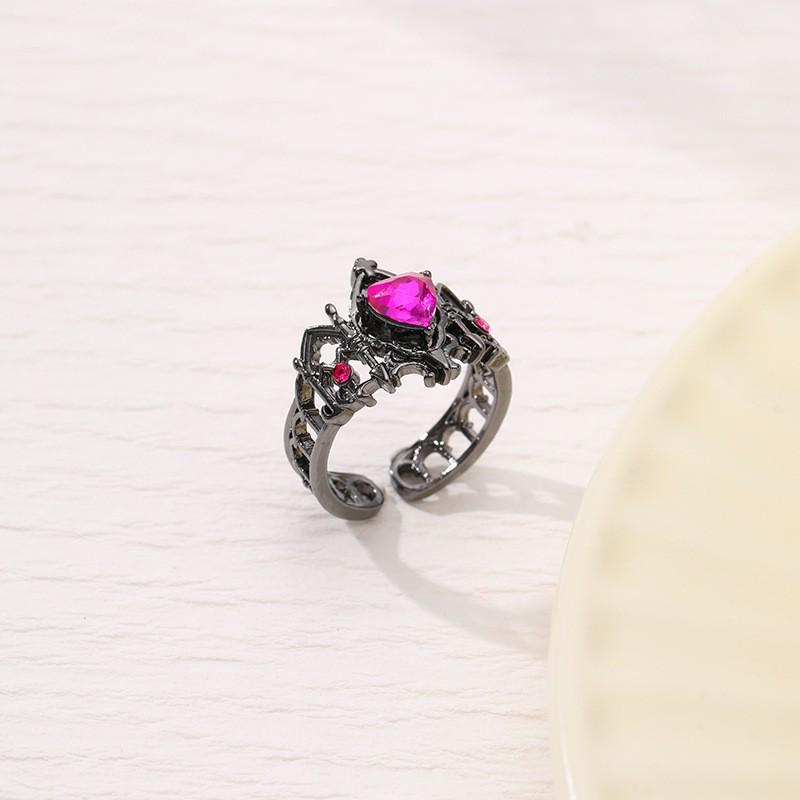 Gothic Cross Crown Heart Women s Adjustable Vintage Ring - French Light Luxury Style оружейный черный