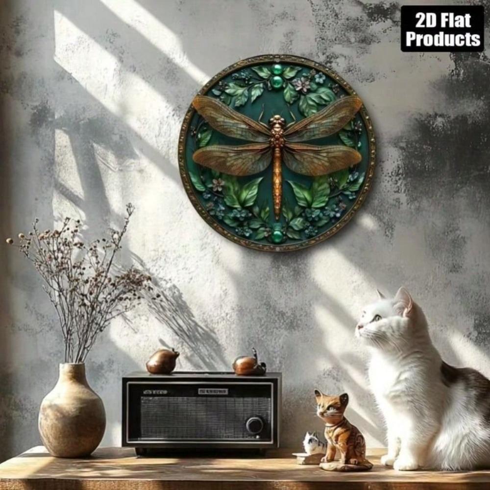 Vintage Metal Sign Wall Art Dragonfly Insect Decor 8x8 Inch