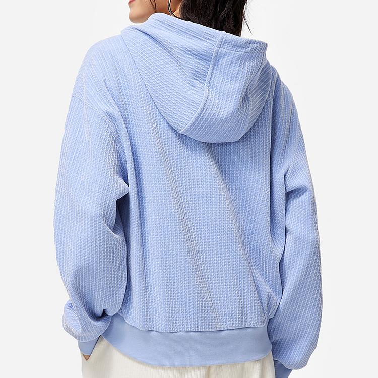 Li Ning Sports Lifestyle Series Hooded Solid Color Pullover Long Sleeve Sweatshirt Women Sweatshirt River-Gray-Blue AWDU044-2
