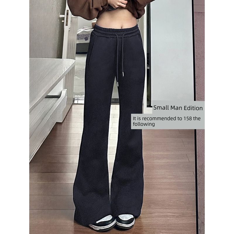 mm Skinny Fleece-lined Fat Sister Covering Stretch Casual Pants Dark Gray Little Man M