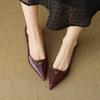 5.5Cm | French camellia with skirt pointed high heels women's 2025 new light mouth burgundy stiletto shoes