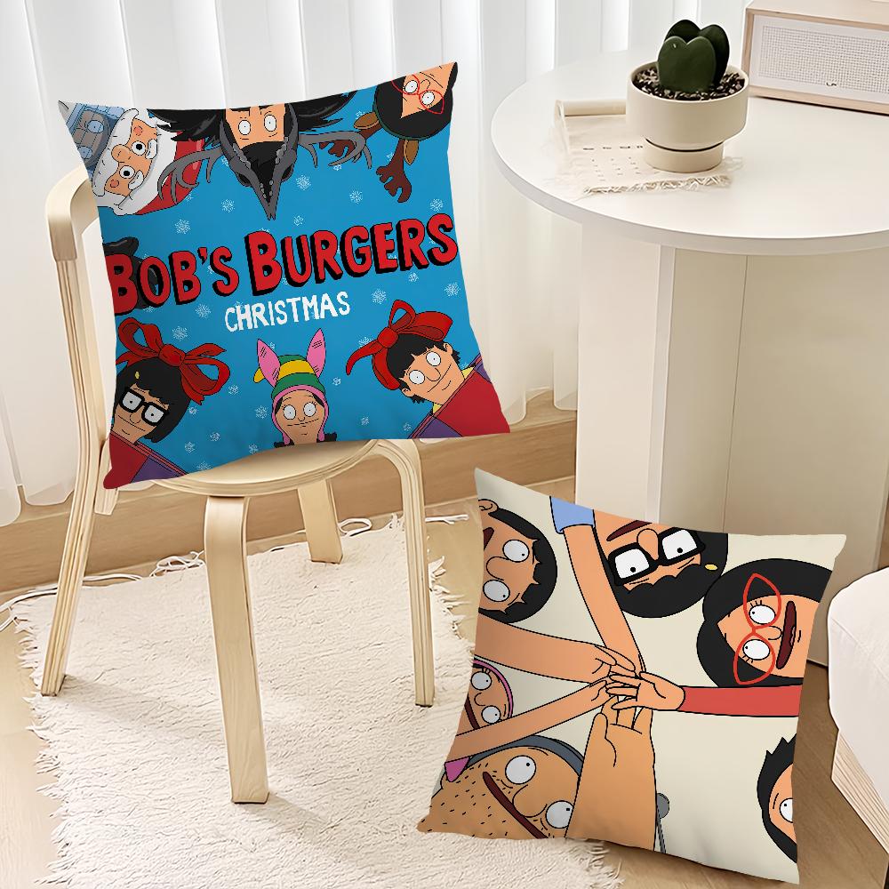 Cartoon B-Bobs B-Burgers Cushion Cover Living Room Accent Couch Back Support Square Lounge Restful Nap Companion Pillow Case