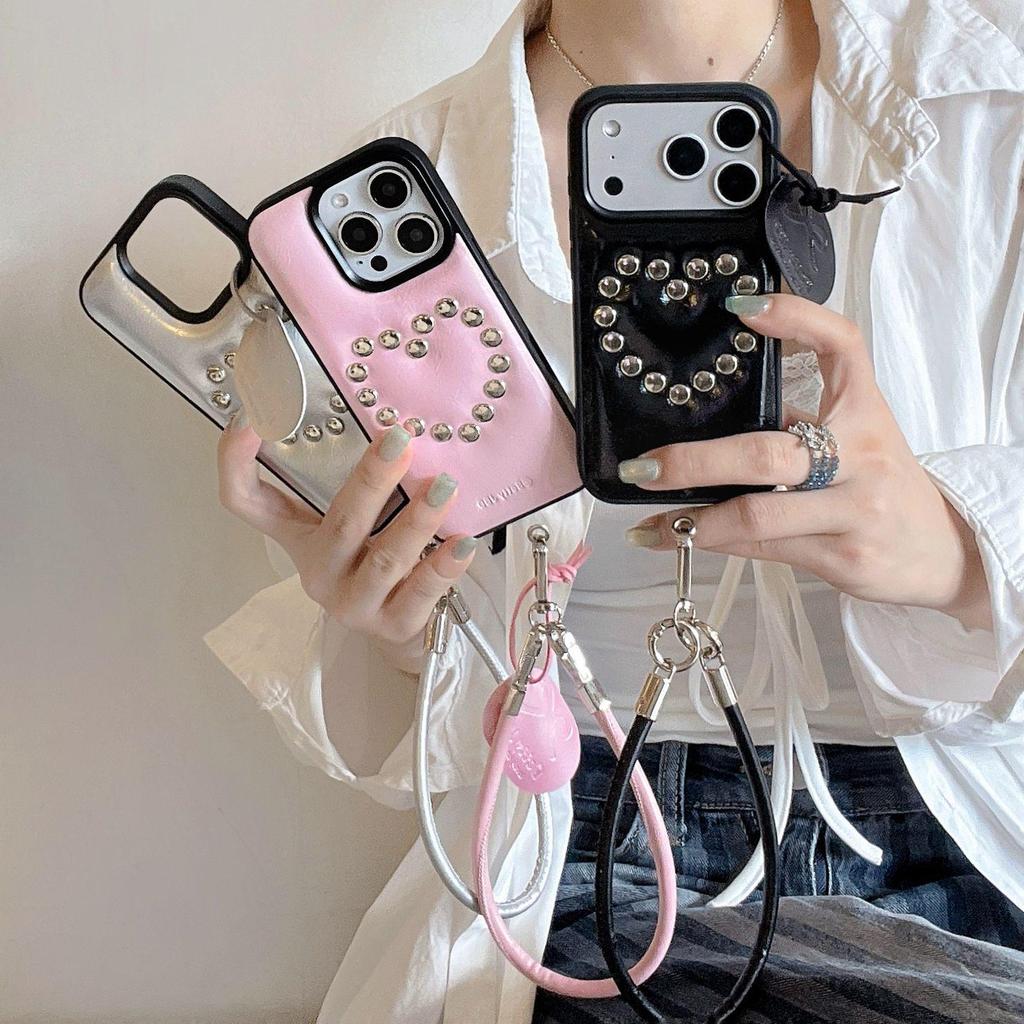 iPhone 17 Pro Max Case: High-End Leather Texture with 3D Rivets, Also Fits iPhone 16 Pro and iPhone 15