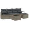 Sofa Set with Cushions and Storage 6 Pcs Grey Poly Rattan