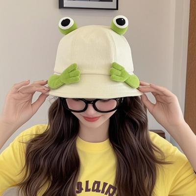 Big Eyes Pattern Big Eyes Frog Bucket Hats Cute Design Wild Panama Hats Basin Hats  Women Wear