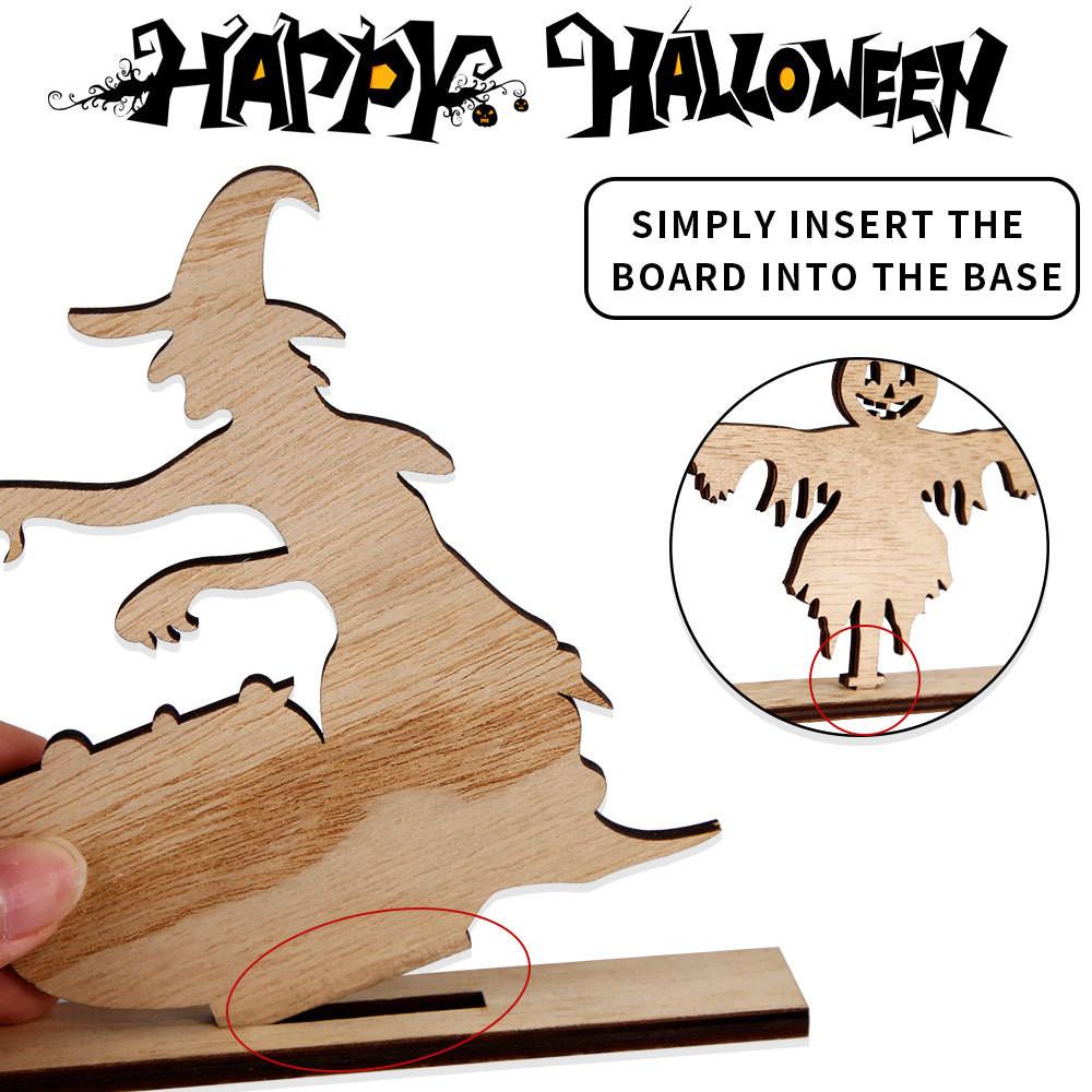 Candlelight Enchanting Wooden Projections Featuring Witches Ghosts And Scarecrows For Spooky Halloween Decor