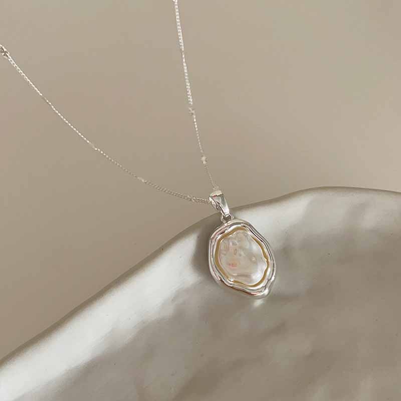 

ANENJERY Ожерелье из жемчуга неправильной формы для женщин, винтажное корейское крутое ожерелье-цепочка на ключицу, индивидуальное ювелирное изделие, подарок, оптовая продажа, вечеринка серебряный