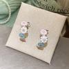 2026 New Drip-Glaze Hoop Earrings for Women C Shape Flower Geometric Earrings Buckle Sweet Cute Banquet Daily Wear Jewelry Gifts