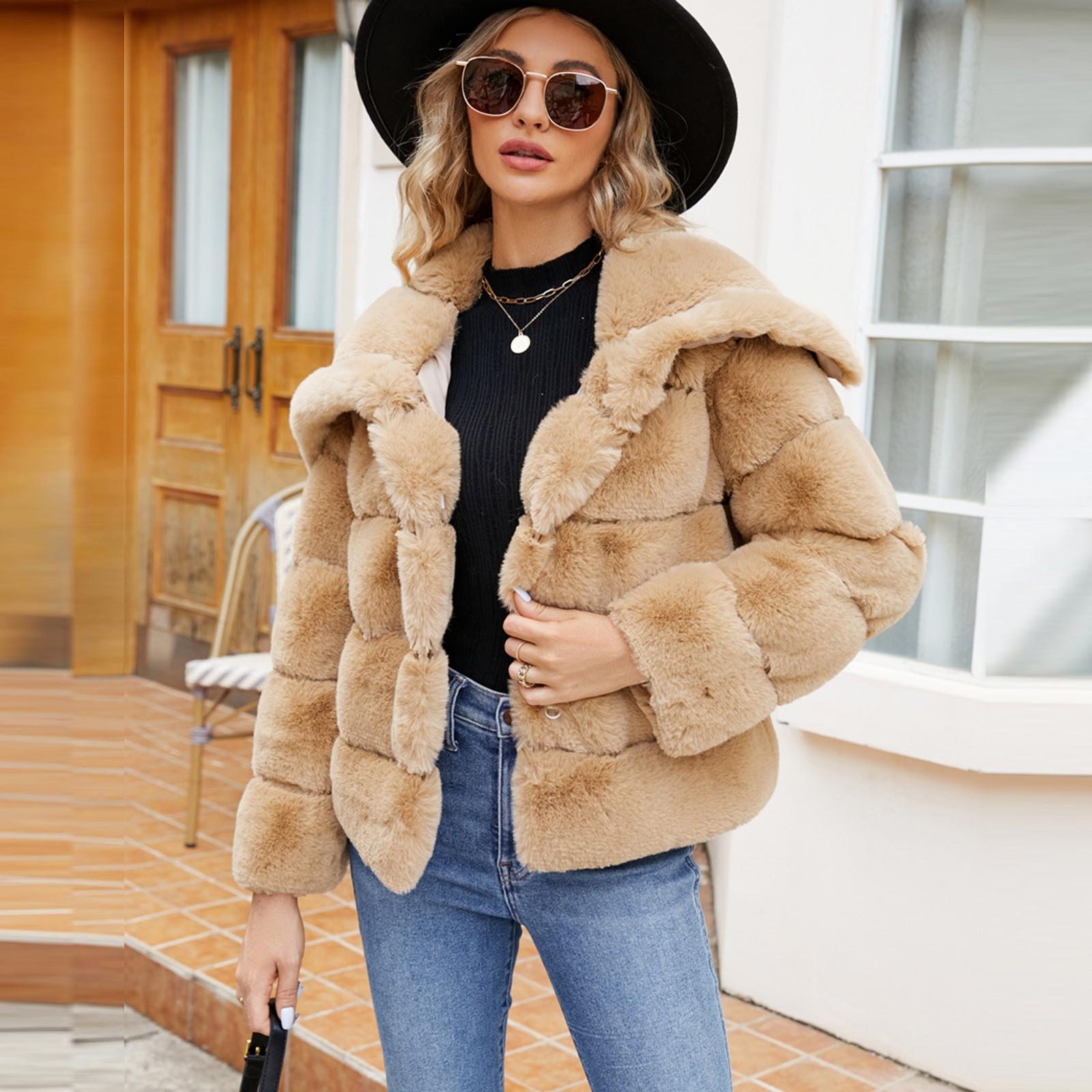 

Женская модная повседневная короткая куртка из искусственного топа S кофейный