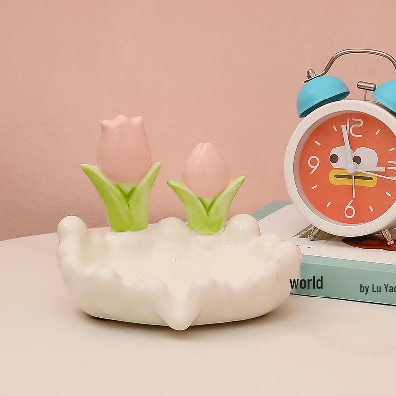 Tulip Ornament No-Punch Drain Soap Dish - High-End Bathroom Holder