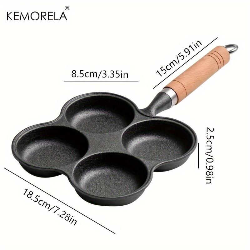 

1PCS Non-Stick Cast Iron Omelette Pan with Four-Hole Design And Wooden Handle for Universal Stove Hanging round Kitchenware