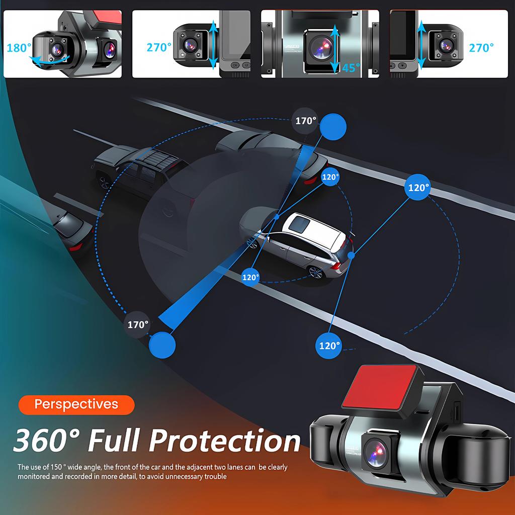4-Channel 360 Degree Dash Cam For Cars WIFI APP Car DVR 1080P 4 Camera Lens Video Driver Recorder Rear View Camera Black Box