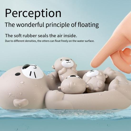 Cute Otter Family Bath Toys Set Soft Water Play Animals for Kids Mother Otter And Baby Otters Toy Fun Otter Swimming Toy