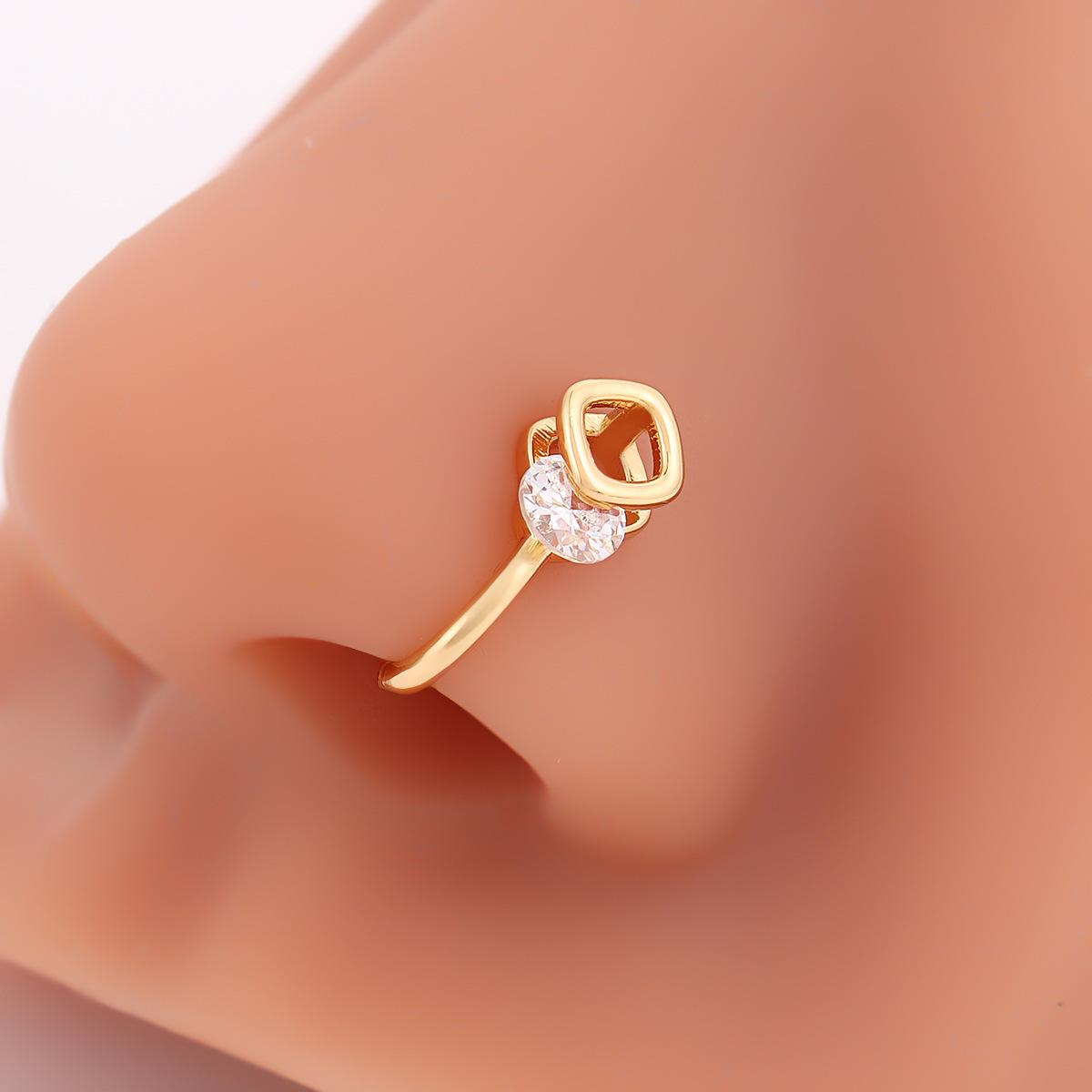 Умный циркониевый U-образный зажим для носа, модная индивидуальность, кольцо для носа без прокола, простой геометрический универсальный пирсинг для носа