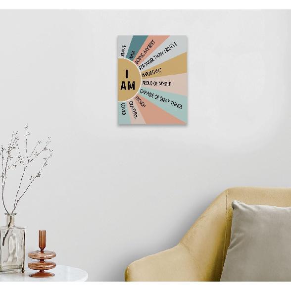 pirational Quotes I Am Brave Kind Loved Framed Canvas Wall Art Decor 11×14 inch, Positive Affirmations Print Painting Artwork Home Wall Decoration