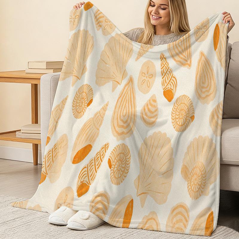 Shell Series Plush Flannel Blanket – Soft Warm No-Shed Single Throw, Cozy Bedroom Decor, Ideal for Christmas & Halloween