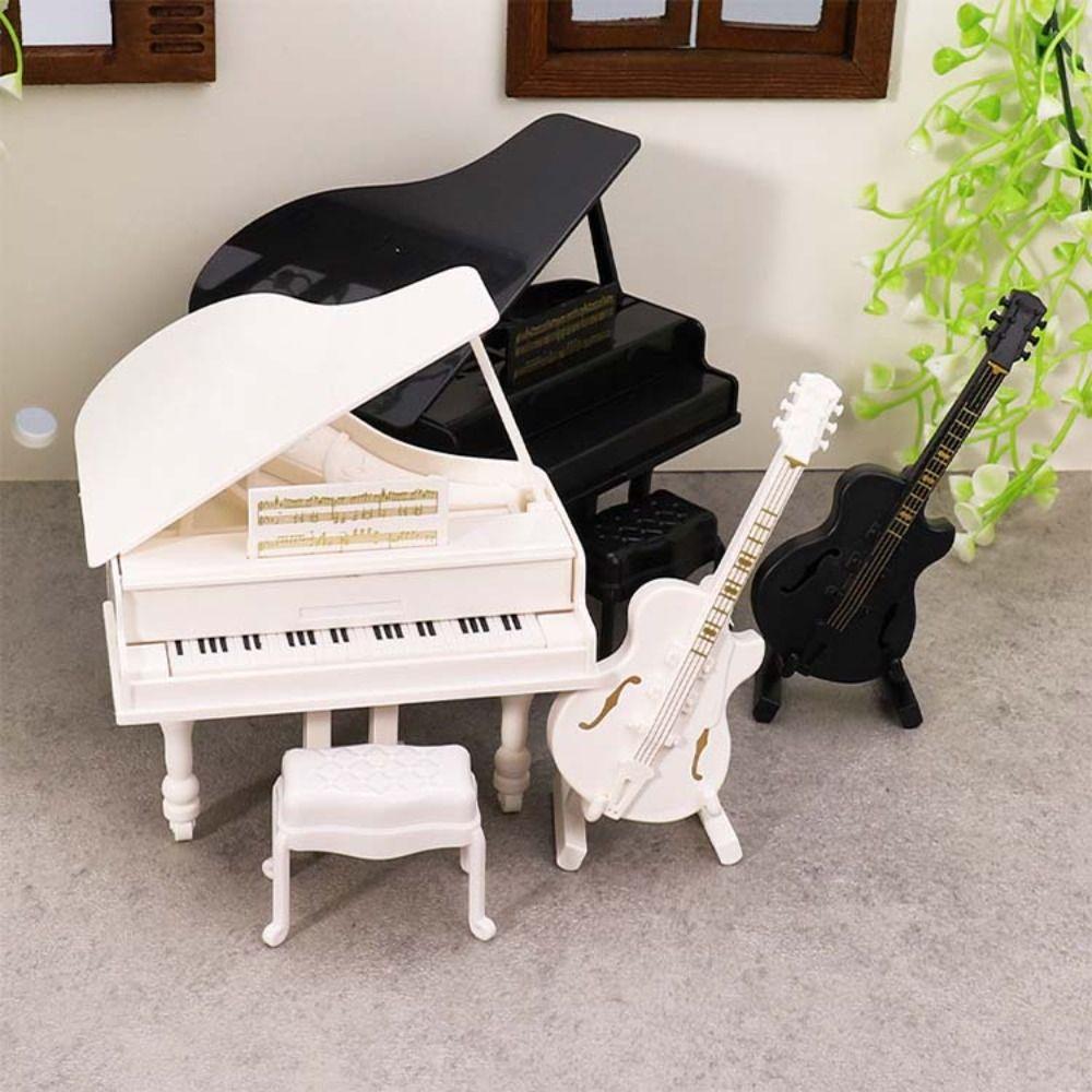 Furniture Figurines Simulated Piano Model Miniature Simulated Guitar  Birthday Gift